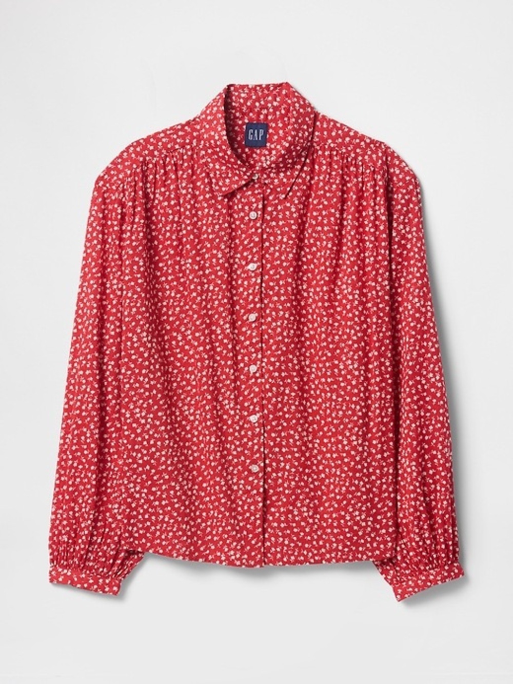 Gap Relaxed Button-Front Shirt, red floral print - Picture 1 of 9